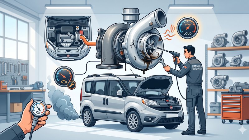 Схематичное изображение турбины Fiat Doblo для статьи о симптомах поломки и диагностике турбокомпрессора