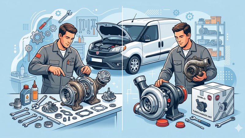 Иллюстрация процесса восстановления турбины Fiat Doblo для статьи о выборе между ремонтом и заменой